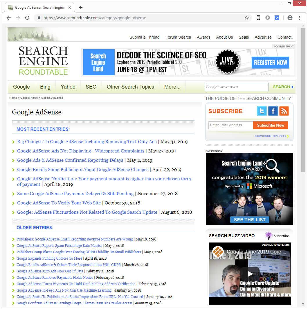 Search Engine Roundtable AdSense News