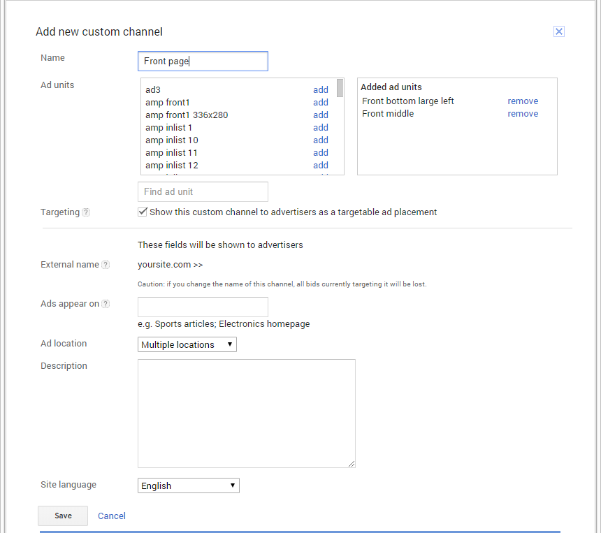 Custom channels